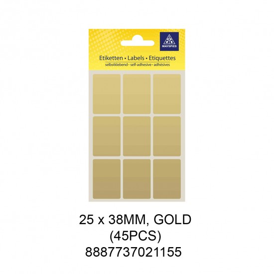 MAYSPIES MS-25X38MM COLOUR LABEL / 5 SHEETS/PKT / 45PCS / 25X38MM GOLD